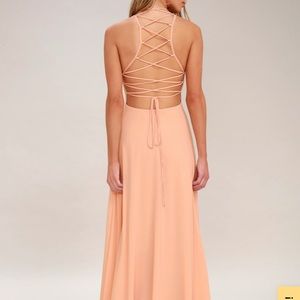 Lulus “Strappy to be Here” Blush Maxi Dress